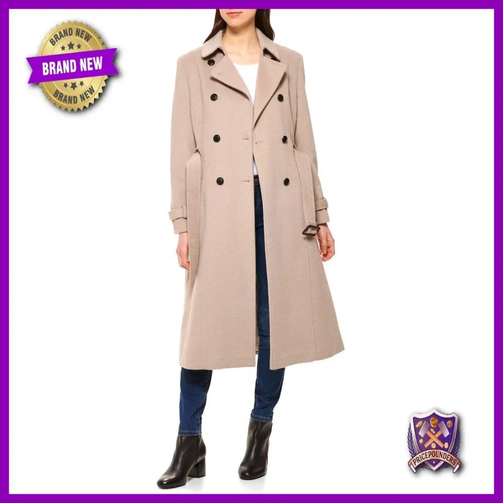 Wool Flared Trench Coat Classic Chic Elegant Winter Outerwear Tailored Fit